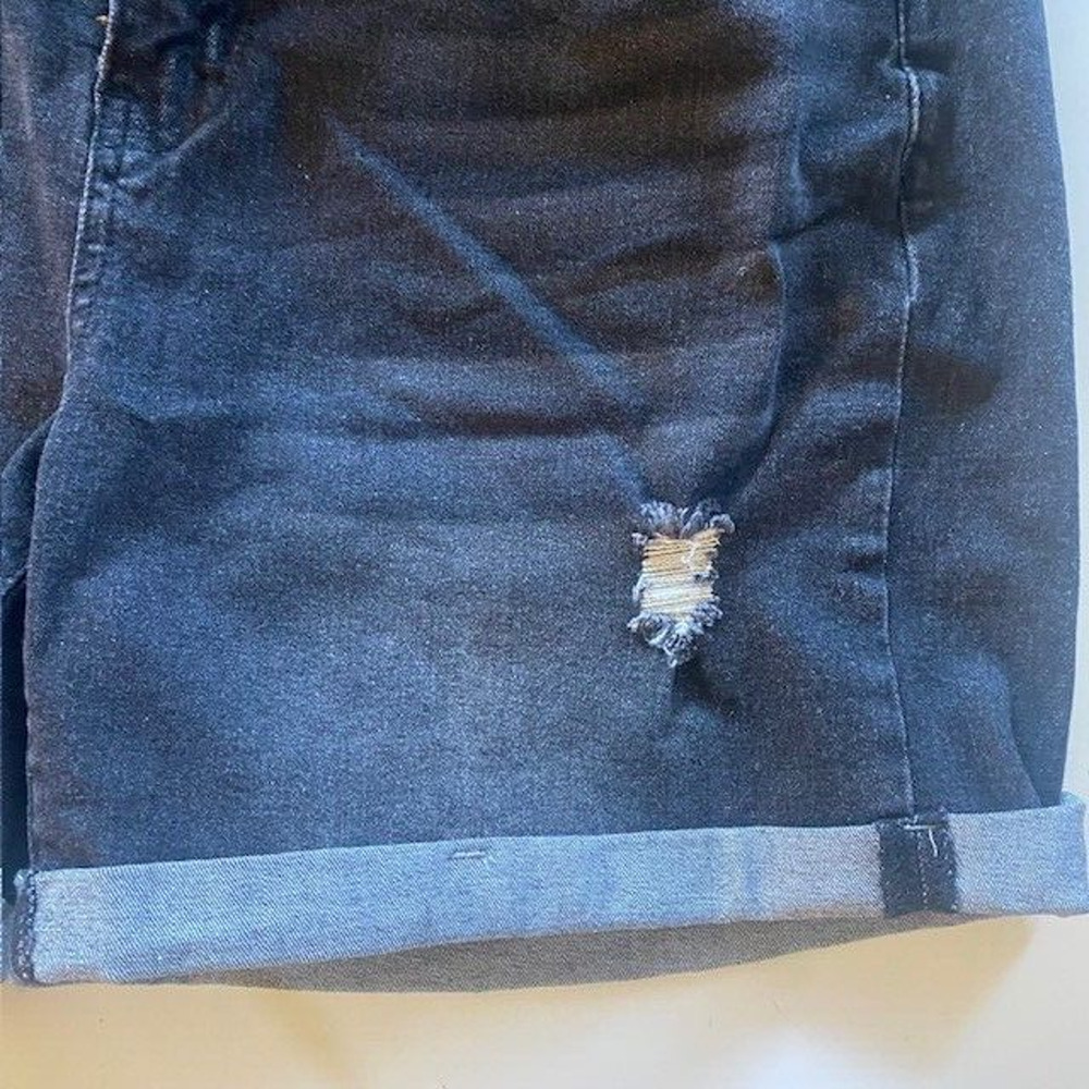 NEW Luvamia Womens Large Black Stretch Cuffed Denim Jean Shorts - Picture 5 of 5